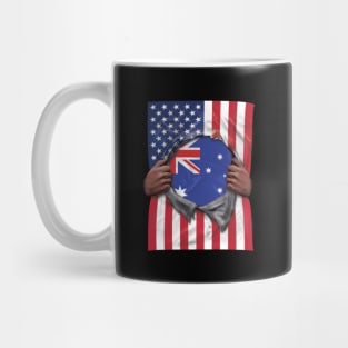 Australia Flag American Flag Ripped - Gift for Australian From Australia Mug